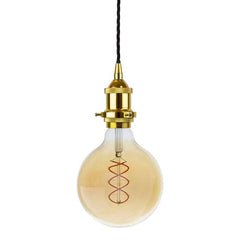 Gold Decorative Bulb Holder with Black Twisted Cable - SE Home