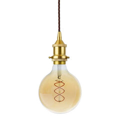 Gold Decorative Bulb Holder with Brown Twisted Cable - SE Home