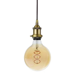 Matt Antique Brass Decorative Bulb Holder with Black Round Cable - SE Home