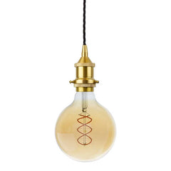 Polished Brass Decorative Bulb Holder with Black Twisted Cable - SE Home