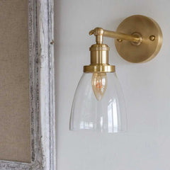 Dickens Clear Small Glass Wall Light - Brass - SE Home