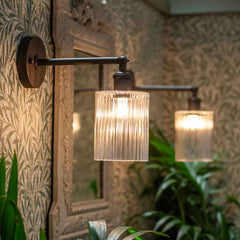 Henley Cylinde Petite Ribbed Glass Wall Light - Bronze - SE Home