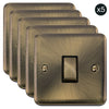 5 PACK - Curved Antique Brass 10AX Ingot 1 Gang 2 Way Light Switch - Black Trim - SE Home