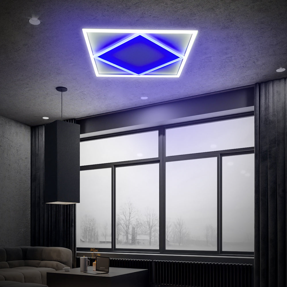 600X600 Double Square borderline Panel Light White (6000K) light in outside and blue light in inside (Pack of 2)