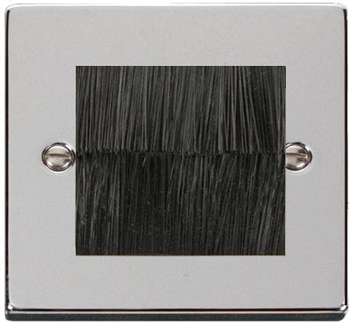 Polished Chrome - Black Inserts Polished Chrome Brush Outlet Plate - Black Brush