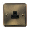 Curved Antique Brass 2A Round Pin Plug Socket - Black Trim - SE Home