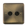 Curved Antique Brass Twin Coaxial Outlet - Black Trim - SE Home