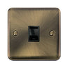 Curved Antique Brass Single RJ11 (Irish/US) Outlet - Black Trim - SE Home