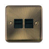 Curved Antique Brass Twin Telephone Outlet - Master - Black Trim - SE Home