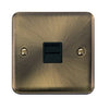 Curved Antique Brass Single Telephone Outlet - Secondary - Black Trim - SE Home