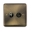 Curved Antique Brass Non-Isolated Satellite & Non-Isolated Coaxial Outlet - Black Trim - SE Home