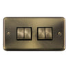 Curved Antique Brass 10AX Ingot 4 Gang 2 Way Light Switch - Black Trim - SE Home