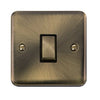 Curved Antique Brass 10AX Ingot 1 Gang Intermediate Light Switch - Black Trim - SE Home