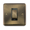 Curved Antique Brass 45A Ingot 1 Gang DP Switch - Black Trim - SE Home