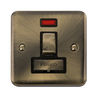 Curved Antique Brass 13A Fused Ingot Connection Unit Switched With Neon - Black Trim - SE Home