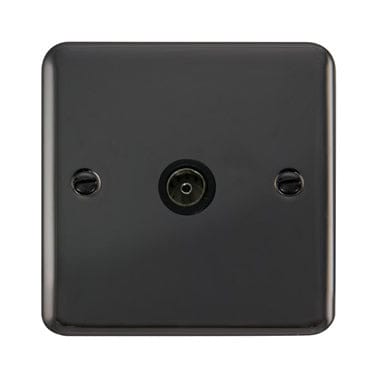 Curved Black Nickel Single Coaxial Outlet - Black Trim - SE Home