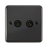 Curved Black Nickel Twin Coaxial Outlet - Black Trim - SE Home