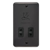 Curved Black Nickel 115/230V Dual Voltage Shaver Socket - Black Trim - SE Home