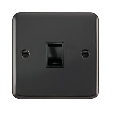 Curved Black Nickel Single RJ11 (Irish/US) Outlet - Black Trim - SE Home