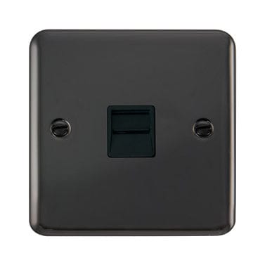 Curved Black Nickel Single Telephone Outlet - Master - Black Trim - SE Home
