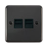 Curved Black Nickel Twin Telephone Outlet - Secondary - Black Trim - SE Home