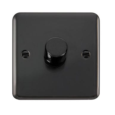 Curved Black Nickel 1 Gang 2 Way 400Va Dimmer Light Switch - Black Trim - SE Home