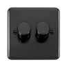 Curved Black Nickel 2 Gang 2 Way 400Va Dimmer Light Switch - Black Trim - SE Home