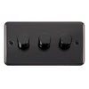 Curved Black Nickel 3 Gang 2 Way 400Va Dimmer Light Switch - Black Trim - SE Home
