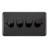 Curved Black Nickel 4 Gang 2 Way 400Va Dimmer Light Switch - Black Trim - SE Home