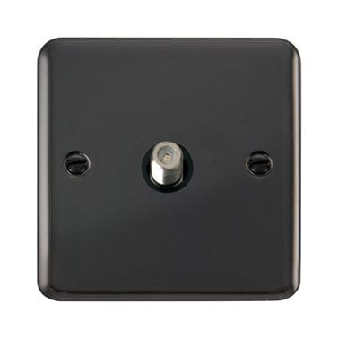 Curved Black Nickel Non-Isolated Single Satellite Outlet - Black Trim - SE Home