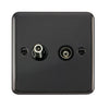 Curved Black Nickel Isolated Satellite & Isolated Coaxial Outlet - Black Trim - SE Home