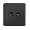 Curved Black Nickel Twin Isolated Coaxial Outlet - Black Trim - SE Home