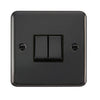 Curved Black Nickel 10AX Ingot 2 Gang 2 Way Light Switch - Black Trim - SE Home