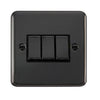 Curved Black Nickel 10AX Ingot 3 Gang 2 Way Light Switch - Black Trim - SE Home