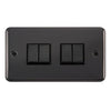 Curved Black Nickel 10AX Ingot 4 Gang 2 Way Light Switch - Black Trim - SE Home