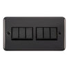 Curved Black Nickel 10AX Ingot 6 Gang 2 Way Light Switch - Black Trim - SE Home