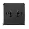 Curved Black Nickel 10AX 2 Gang 2 Way Toggle Light Switch - Black Trim - SE Home