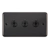Curved Black Nickel 10AX 3 Gang 2 Way Toggle Light Switch - Black Trim - SE Home