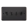Curved Black Nickel 10AX 4 Gang 2 Way Toggle Light Switch - Black Trim - SE Home