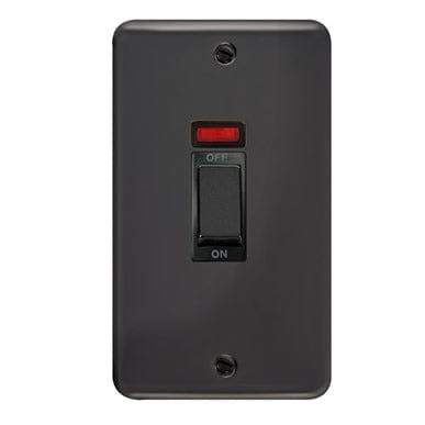 Curved Black Nickel 45A Ingot 2 Gang DP Switch With Neon - Black Trim - SE Home