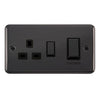 Curved Black Nickel 45A Ingot 2 Gang DP Switch With 13A DP Switched Plug Socket - Black Trim - SE Home
