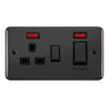 Curved Black Nickel 45A Ingot 2 Gang DP Switch With 13A DP Switched Plug Socket & Neons - Black Trim - SE Home