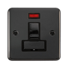 Curved Black Nickel 13A Fused Ingot Connection Unit Switched With Neon - Black Trim - SE Home