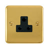 Curved Polished Brass 5A Round Pin Socket - Black Trim - SE Home