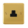 Curved Polished Brass 2A Round Pin Socket - Black Trim - SE Home
