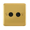 Curved Polished Brass Twin Coaxial Outlet - Black Trim - SE Home