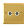 Curved Polished Brass Twin Coaxial Outlet - White Trim - SE Home