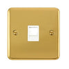 Curved Polished Brass Single RJ11 (Irish/US) Outlet - White Trim - SE Home