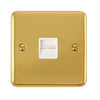 Curved Polished Brass Single Telephone Outlet - Secondary - White Trim - SE Home