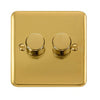 Curved Polished Brass 2 Gang 2 Way 400Va Dimmer Light Switch - SE Home